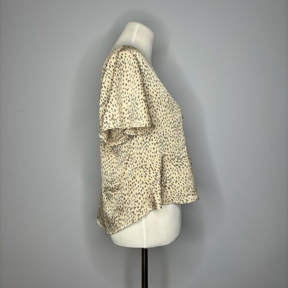Express- Tan & Brown Leopard Button Up Blouse - Picture 2 of 4